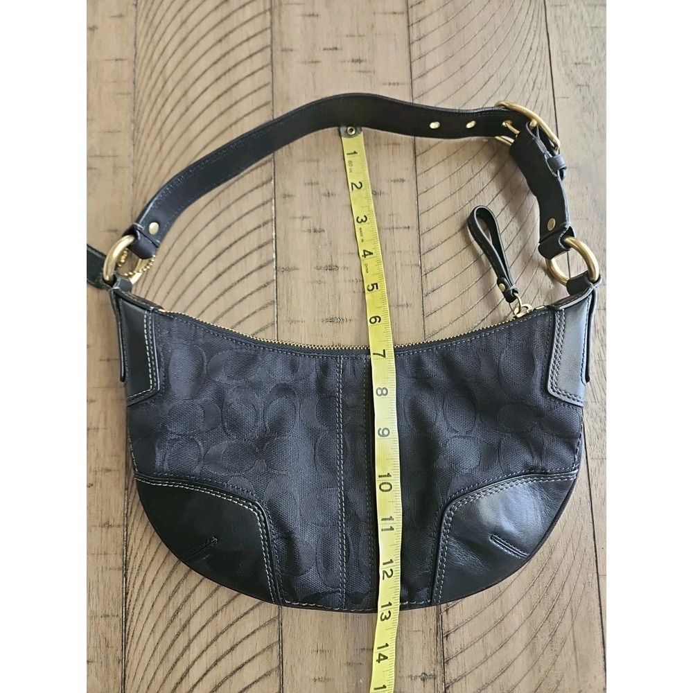 Coach Hobo Bag 11371 Black On Black Jaquard Leather Y2K Crescent C Logo Brass - Picture 12 of 16